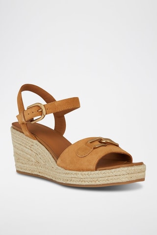 Nubuck Sandalen met Sleehak Panarea  - Camel