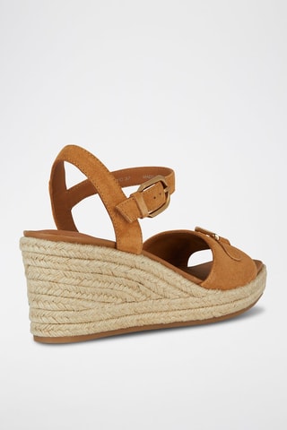 Nubuck Sandalen met Sleehak Panarea  - Camel