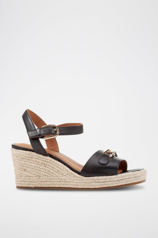 Leren Sandalen met Sleehak Panarea  - Zwart