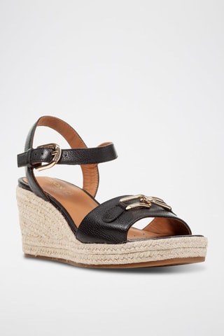 Leren Sandalen met Sleehak Panarea  - Zwart