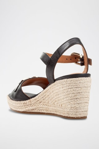 Leren Sandalen met Sleehak Panarea  - Zwart