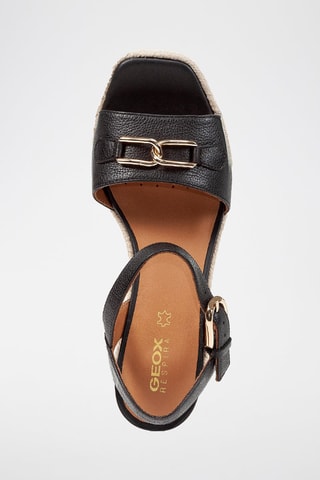 Leren Sandalen met Sleehak Panarea  - Zwart