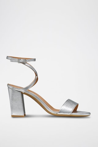 Leren Sandalen met Hak New Eraklia 80 - Zilverkleurig