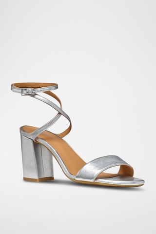 Leren Sandalen met Hak New Eraklia 80 - Zilverkleurig