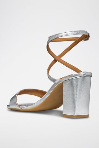Leren Sandalen met Hak New Eraklia 80 - Zilverkleurig