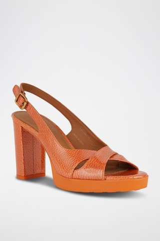 Leren Platform Sandalen met Hak Walk Pleasure 85S  - Oranje