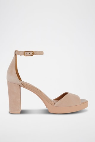 Nubuck Platform Sandalen met Hak Walk Pleasure 85S - Beige