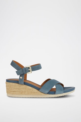 Nubuck Sandalen met Sleehak Ischiaorda  - Blauw