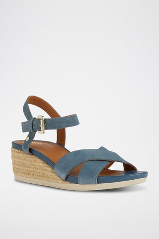 Nubuck Sandalen met Sleehak Ischiaorda  - Blauw