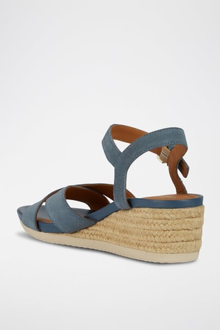 Nubuck Sandalen met Sleehak Ischiaorda  - Blauw