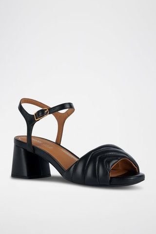 Leren Sandalen met Hak Genziana - Zwart