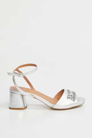 Leren Sandalen met Hak Genziana - Zilverkleurig