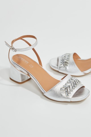 Leren Sandalen met Hak Genziana - Zilverkleurig