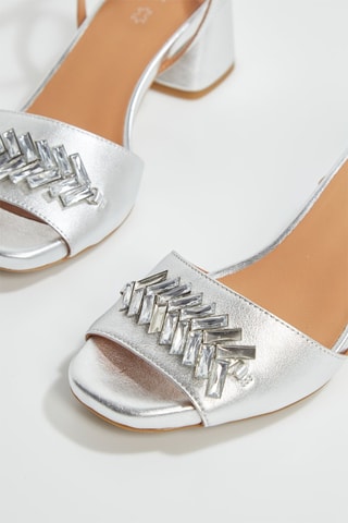 Leren Sandalen met Hak Genziana - Zilverkleurig