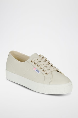 Leren Platform Sneakers - Beige