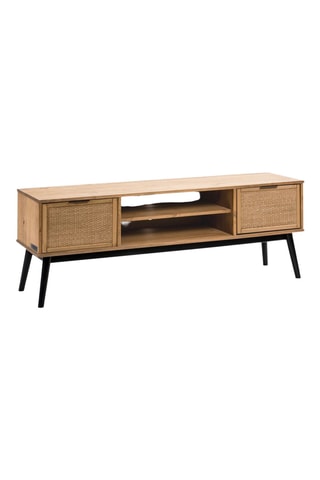 Meuble TV 1 porte en bois massif - 140 x 40 x 52 cm