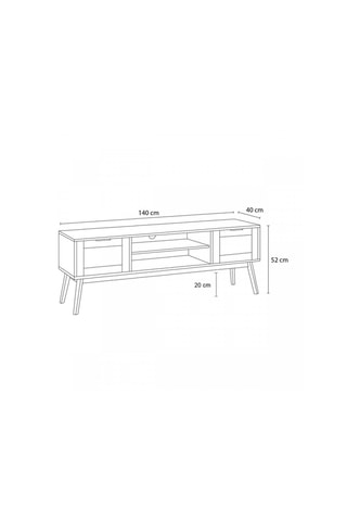Meuble TV 1 porte en bois massif - 140 x 40 x 52 cm