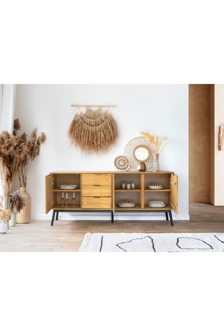 Buffet 3 portes en bois massif - 186 x 40 x 80 cm