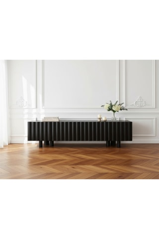 Meuble TV 4 portes en bois massif de manguier - 160 x 40 x 50 cm