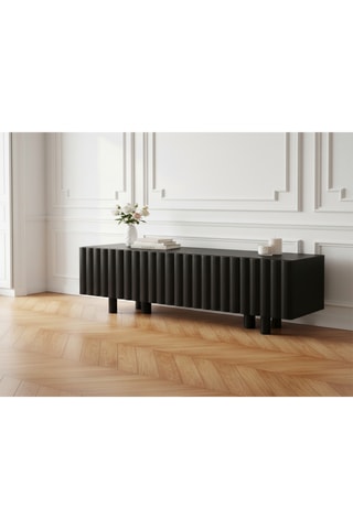 Meuble TV 4 portes en bois massif de manguier - 160 x 40 x 50 cm