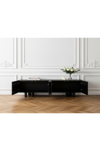 Meuble TV 4 portes en bois massif de manguier - 160 x 40 x 50 cm
