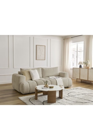 Canapé convertible Fuji - Beige - 3 places - En tissu bouclette