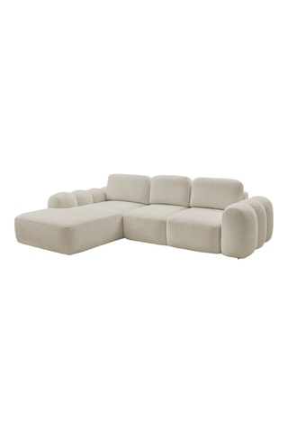 Canapé d'angle gauche convertible Montaigne - Beige - 3 places - En tissu bouclette