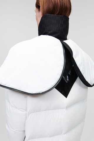 Doudoune longue à capuche - Noir et blanc