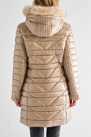 Doudoune longue à capuche - Beige