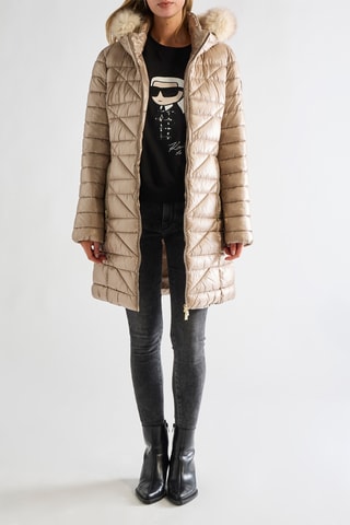 Doudoune longue à capuche - Beige