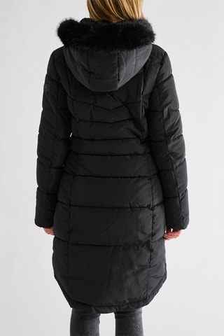 Doudoune longue à capuche - Noir