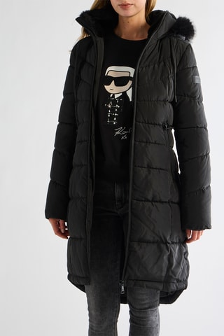 Doudoune longue à capuche - Noir