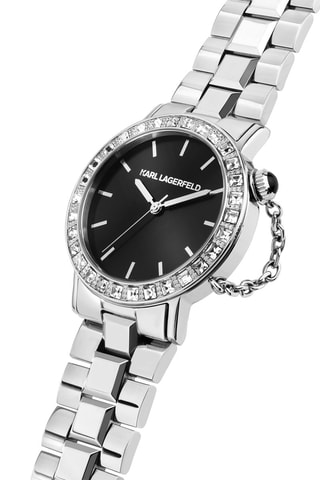 Montre à quartz en acier - Argenté et noir