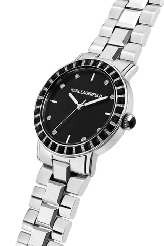 Montre à quartz en acier - Argenté et noir