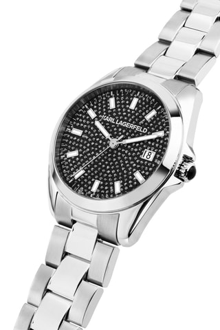 Montre à quartz en acier - Argenté et noir