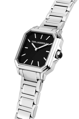 Montre à quartz en acier - Argenté et noir