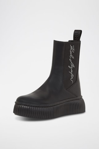 Boots Chelsea en cuir - Noir et gris clair