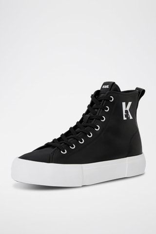 Baskets montantes plateformes en cuir - Noir