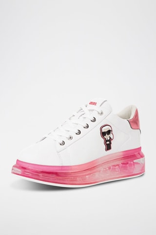 Baskets plateformes en cuir - Blanc et rose