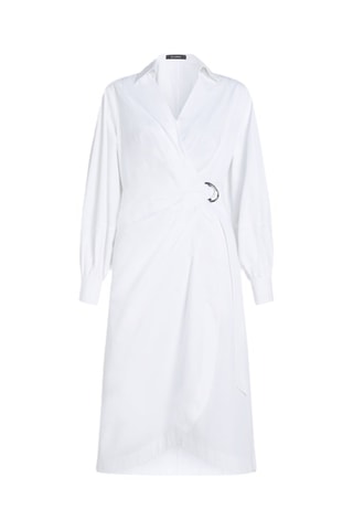 Robe portefeuille en coton biologique - Blanc