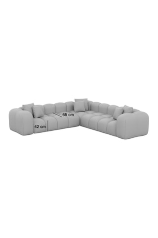 Canapé d'angle Nuvola - Bleu foncé - 6 places - Tissu toucher velours