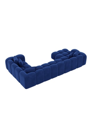 Canapé d'angle gauche panoramique Nuvola - Bleu foncé - 7 places - Tissu toucher velours