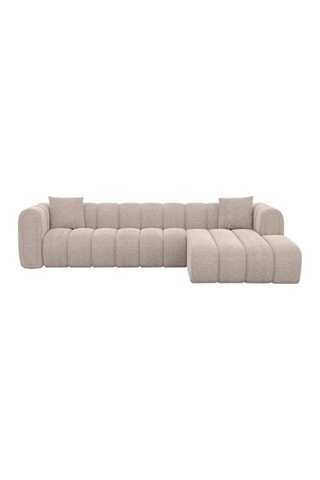 Canapé d'angle droit Luma - Beige - 5 places - Tissu structuré