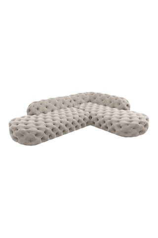 Canapé d'angle droit Honey - Crème - 6 places - Tissu toucher velours