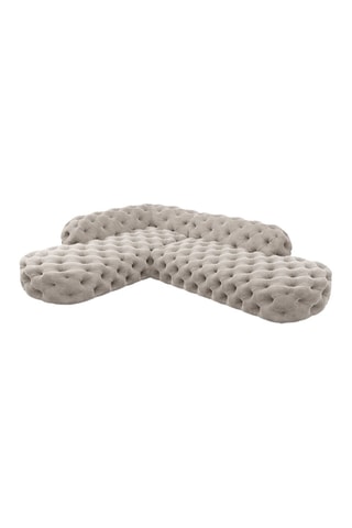 Canapé d'angle gauche Honey - Crème - 6 places - Tissu toucher velours