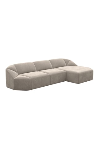 Canapé d'angle droit Laguna - Beige foncé - 5 places - Toucher velours
