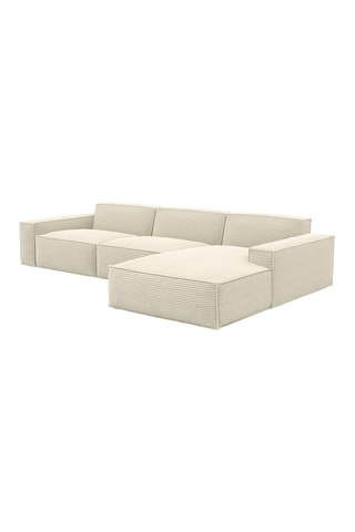 Canapé d'angle droit Lionel - Beige clair - 5 places - Tissu velours côtelé
