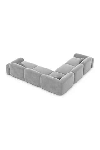 Canapé d'angle Labucca - Gris clair - 6 places - En tissu velours