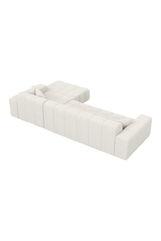 Canapé d'angle droit Cardano - Blanc - 5 places - Tissu bouclette