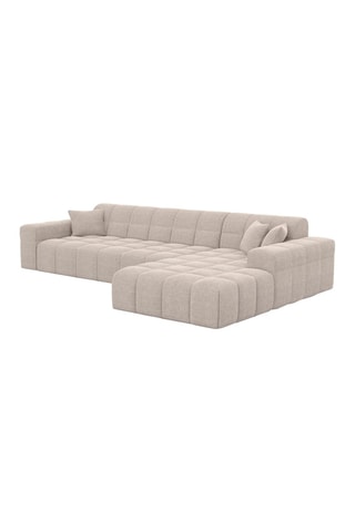 Canapé d'angle droit Cardano - Beige - 5 places - En tissu structuré